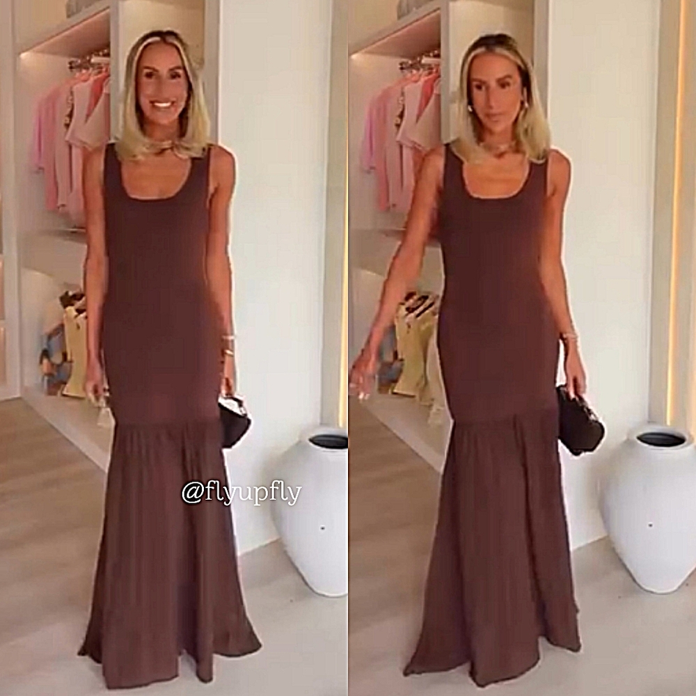 Zara Maxi Long Combination Dress Brown Size S and M - Picture 3 of 8